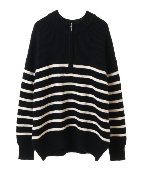 AMERICAN HOLIC（アメリカンホリック）の「バイパチ片畦ハーフZIPニットプルオーバー（ニット/セーター・レディース・ブラック系その他4/ホワイト系その他4・M/L）」の16枚目の写真