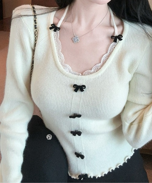 ミニリボンプルオーバー（ニット/セーター）｜AMAJI（アマジ） 7,480円