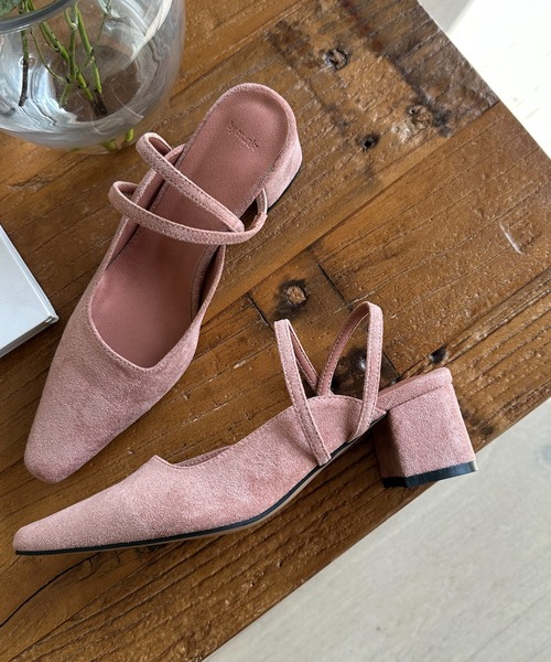 by muni:r（バイ ムニール）の「スエードスリングバックパンプス（パンプス・レディース・ピンク/ブラック/ベージュ・24.0cm/23.5cm/23.0cm/22.5cm/25.0cm/24.5cm）」の3枚目の写真