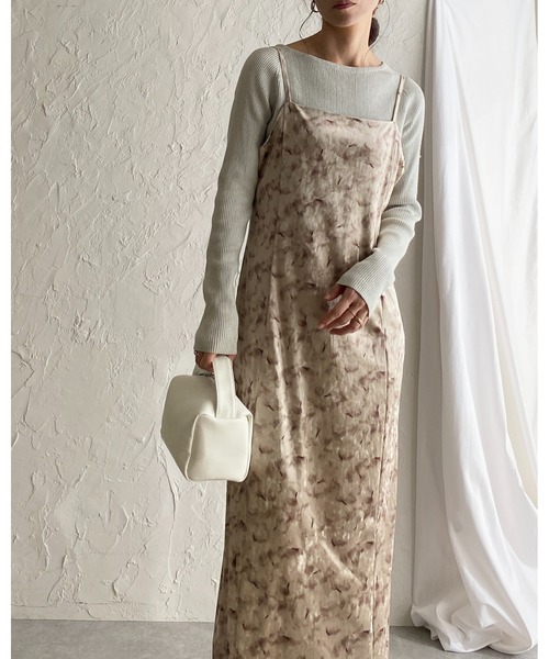 She's Closet(シーズクローゼット)の「総柄ニュアンス柄ロング丈ベロアキャミワンピース(ワンピース・レディース・ベージュ/ネイビー/オリーブ/ブルー系その他・FREE)」の9枚目の写真
