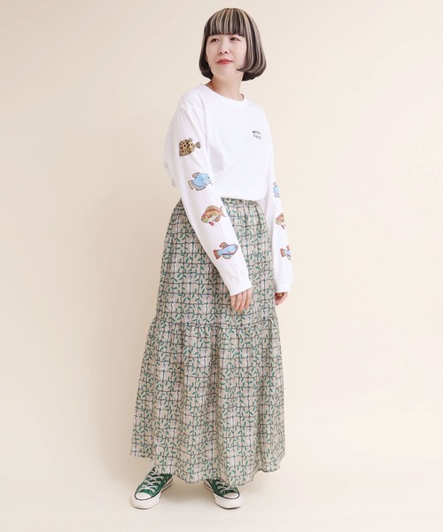 didizizi（ディディジジ）の「FISH LOVERSプリント　ロンT（Tシャツ/カットソー・レディース・グレー/ホワイト・FREE）」の9枚目の写真