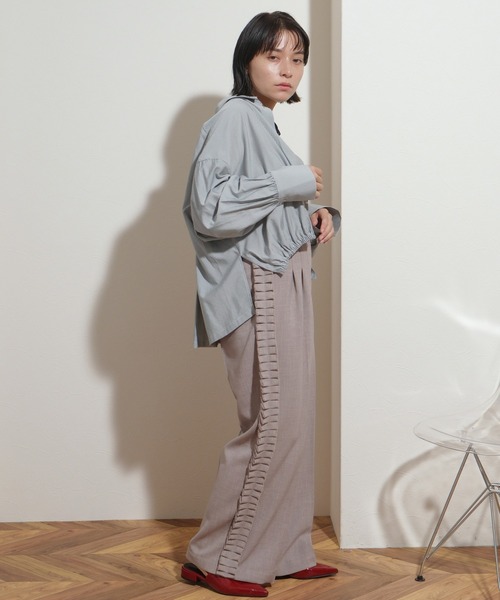 KAREN MILLEN 日本未入荷 ジッパー 襟 ストライプ シャツ ミディ Chiffon Sleeve Zip Through Bandage Knit Top | Karen Millen