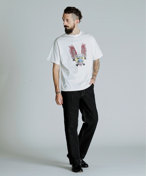 Schott（ショット）の「Schott/ショット/T-SHIRT EAGLE/イーグル Tシャツ（Tシャツ/カットソー・メンズ・ホワイト/グレー/ブラック・M/2XL/XL/L）」の4枚目の写真