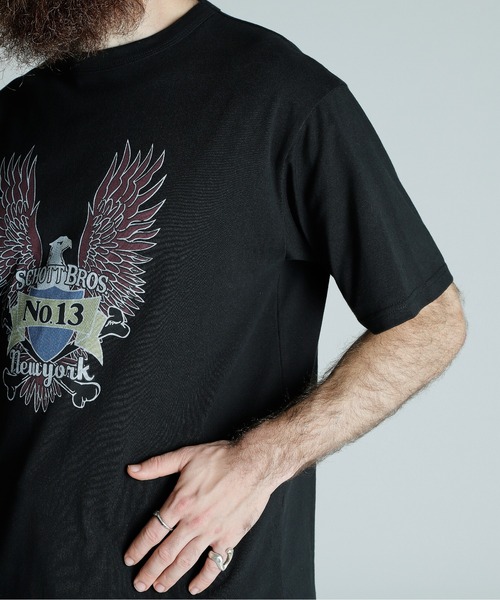 Schott（ショット）の「Schott/ショット/T-SHIRT EAGLE/イーグル Tシャツ（Tシャツ/カットソー・メンズ・ホワイト/グレー/ブラック・M/2XL/XL/L）」の10枚目の写真
