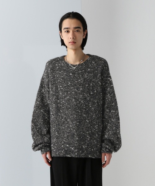 HARE（ハレ）の「メランジネップヤーンニット(HARE)（ニット/セーター・メンズ・イエロー/ブラック/グレー・FREE）」の2枚目の写真