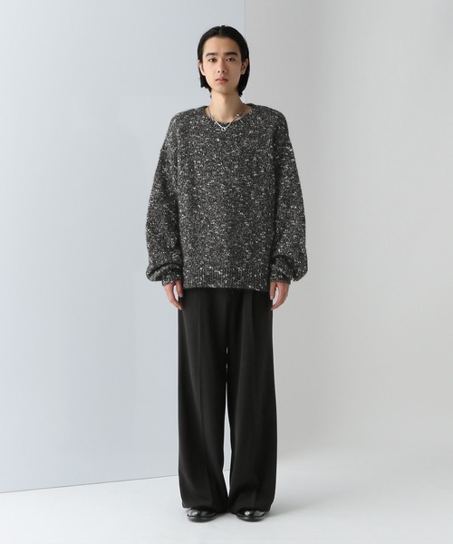 HARE（ハレ）の「メランジネップヤーンニット(HARE)（ニット/セーター・メンズ・イエロー/ブラック/グレー・FREE）」の11枚目の写真