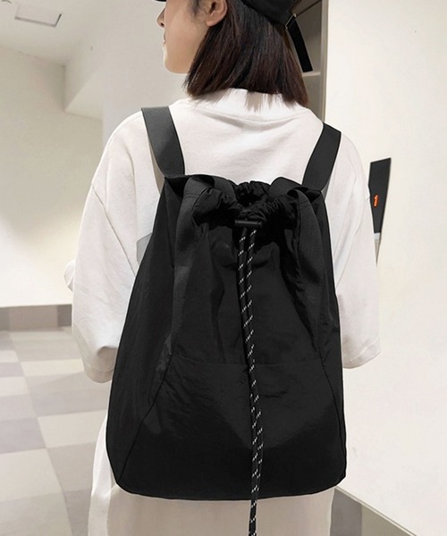 florist(フローリスト)の「【撥水加工・A4収納可】2WAY ドローコードナイロンリュック/トートバッグ(バックパック/リュック・レディース・グリーン/ブラック/オフホワイト/パープル/モスグリーン/ベージュ・FREE)」の13枚目の写真