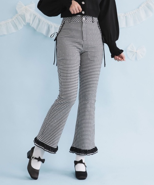 フリルレースロングフレアパンツ（その他パンツ）｜DearMyLoveRose（ディアマイラブローズ）