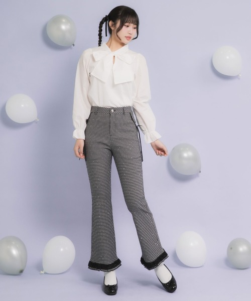 フリルレースロングフレアパンツ（その他パンツ）｜DearMyLoveRose（ディアマイラブローズ）