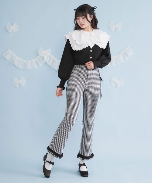 フリルレースロングフレアパンツ（その他パンツ）｜DearMyLoveRose（ディアマイラブローズ）