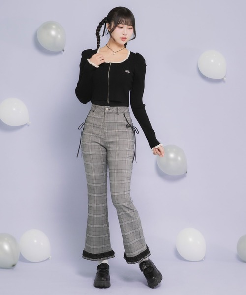 フリルレースロングフレアパンツ（その他パンツ）｜DearMyLoveRose（ディアマイラブローズ）