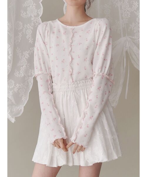 merry jenny（メリージェニー）の「flowerパフスリーブtops（Tシャツ/カットソー・レディース・ピンク/ラベンダー/ブルー・FREE）」の3枚目の写真