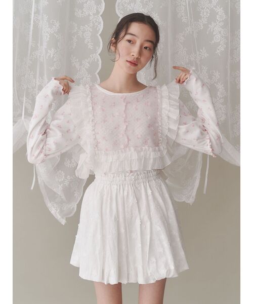 セール】flowerパフスリーブtops（Tシャツ/カットソー）｜merry