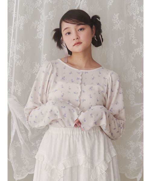 セール】flowerパフスリーブtops（Tシャツ/カットソー）｜merry jenny