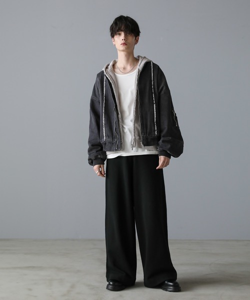 ASTRONOMY(アストロノミー)の「フリンジ切替ヘビーウェイトデニムMA-1(MA-1・メンズ・ブルー/ブラック/グレー・S/XL/L/M)」の15枚目の写真