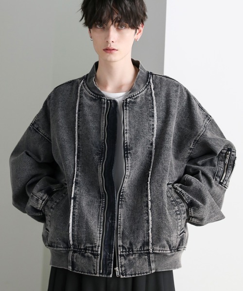 ASTRONOMY(アストロノミー)の「フリンジ切替ヘビーウェイトデニムMA-1(MA-1・メンズ・ブルー/ブラック/グレー・S/XL/L/M)」の17枚目の写真