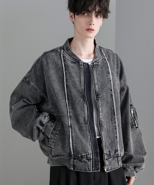 ASTRONOMY(アストロノミー)の「フリンジ切替ヘビーウェイトデニムMA-1(MA-1・メンズ・ブルー/ブラック/グレー・S/XL/L/M)」の19枚目の写真