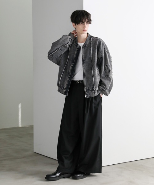 ASTRONOMY(アストロノミー)の「フリンジ切替ヘビーウェイトデニムMA-1(MA-1・メンズ・ブルー/ブラック/グレー・S/XL/L/M)」の21枚目の写真