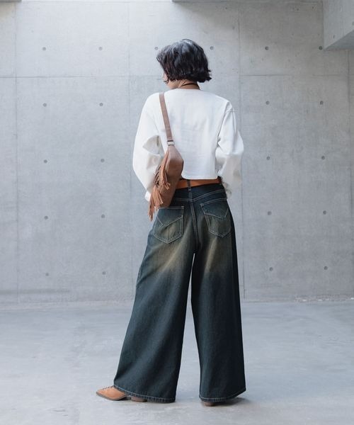 PAGEBOY（ページボーイ）の「クロスシシュウショートロンT（Tシャツ/カットソー・レディース・オフホワイト/ブラック/オレンジ・FREE）」の6枚目の写真