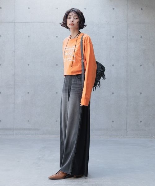 PAGEBOY（ページボーイ）の「クロスシシュウショートロンT（Tシャツ/カットソー・レディース・オフホワイト/ブラック/オレンジ・FREE）」の13枚目の写真