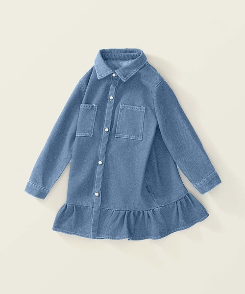 aimoha（アイモハ）の「【aimoha-KIDS-】デニムシャツワンピース（ワンピース・キッズ・ネイビー・130/120/110/100/90）」の3枚目の写真