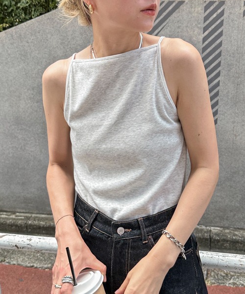 feepur(フェピュール)の「カットリブアメスリキャミ(キャミソール・レディース・オフホワイト/オートミール/ブラック/チャコールグレー・MEDIUM)」の1枚目の写真