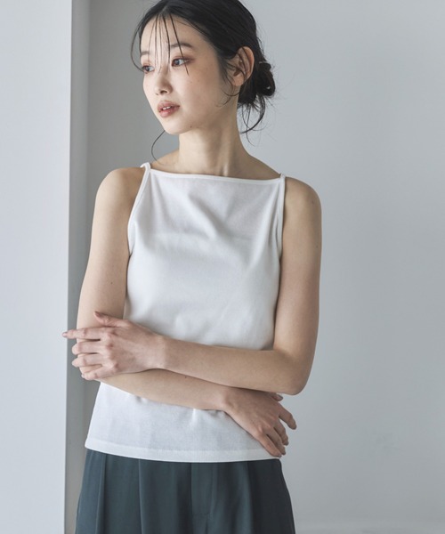 feepur(フェピュール)の「カットリブアメスリキャミ(キャミソール・レディース・オフホワイト/オートミール/ブラック/チャコールグレー・MEDIUM)」の2枚目の写真