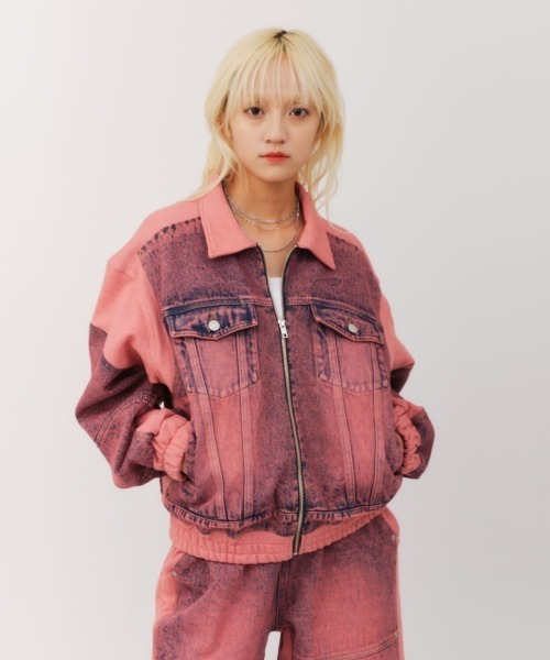 atmos pink（アトモスピンク）の「atmos pink Denim Docking Jacket / アトモス ピンク デニム ドッキング ジャケット（その他アウター・レディース・ブルー/ピンク・FREE）」の2枚目の写真