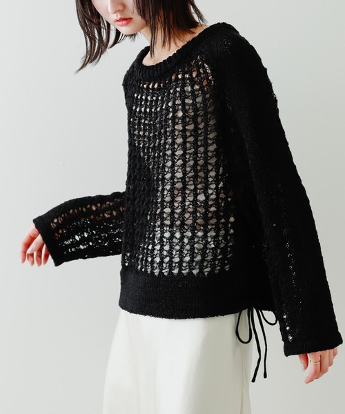 SENSE OF PLACE by URBAN RESEARCH（センスオブプレイスバイアーバンリサーチ）の「チュールヤーンメッシュセーター（ニット/セーター・レディース・ブルー/アイボリー/ブラック・ONE）」の2枚目の写真