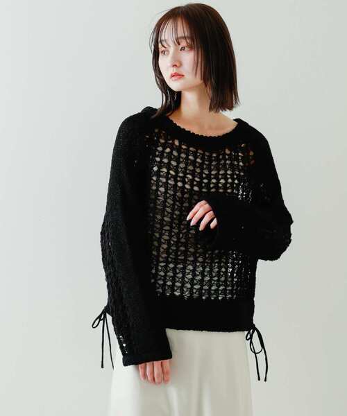 カデュネ　チュールヤーンメッシュニット　ブラック カデュネ チュールヤーンメッシュニット ブラック カデュネ チュール