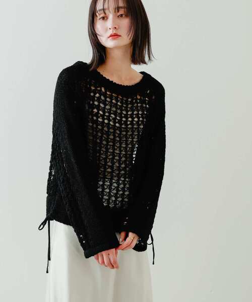 SENSE OF PLACE by URBAN RESEARCH（センスオブプレイスバイアーバンリサーチ）の「チュールヤーンメッシュセーター（ニット/セーター・レディース・ブルー/アイボリー/ブラック・ONE）」の12枚目の写真