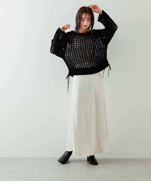 SENSE OF PLACE by URBAN RESEARCH（センスオブプレイスバイアーバンリサーチ）の「チュールヤーンメッシュセーター（ニット/セーター・レディース・ブルー/アイボリー/ブラック・ONE）」の14枚目の写真