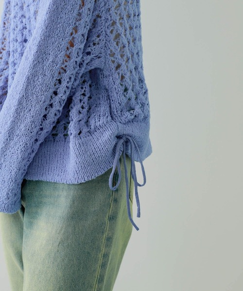 SENSE OF PLACE by URBAN RESEARCH（センスオブプレイスバイアーバンリサーチ）の「チュールヤーンメッシュセーター（ニット/セーター・レディース・ブルー/アイボリー/ブラック・ONE）」の19枚目の写真