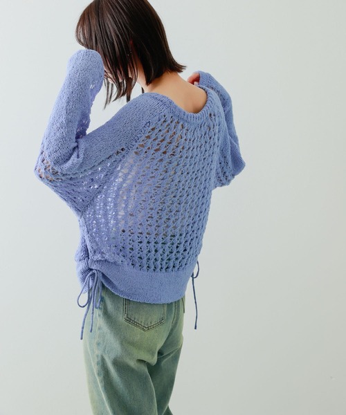 SENSE OF PLACE by URBAN RESEARCH（センスオブプレイスバイアーバンリサーチ）の「チュールヤーンメッシュセーター（ニット/セーター・レディース・ブルー/アイボリー/ブラック・ONE）」の20枚目の写真