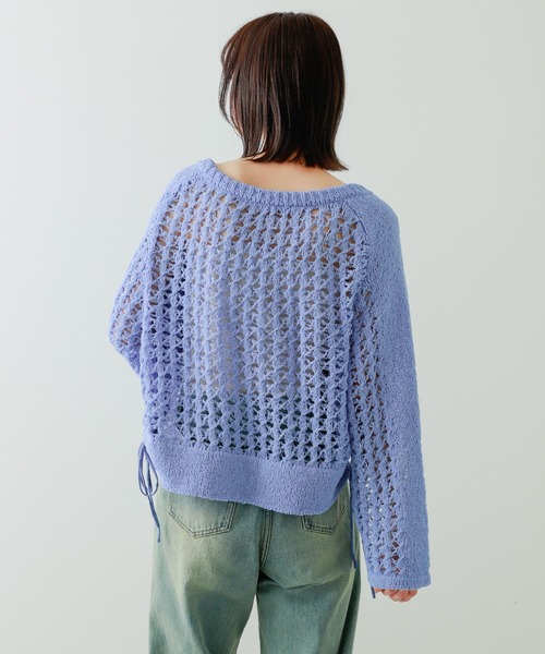 SENSE OF PLACE by URBAN RESEARCH（センスオブプレイスバイアーバンリサーチ）の「チュールヤーンメッシュセーター（ニット/セーター・レディース・ブルー/アイボリー/ブラック・ONE）」の21枚目の写真