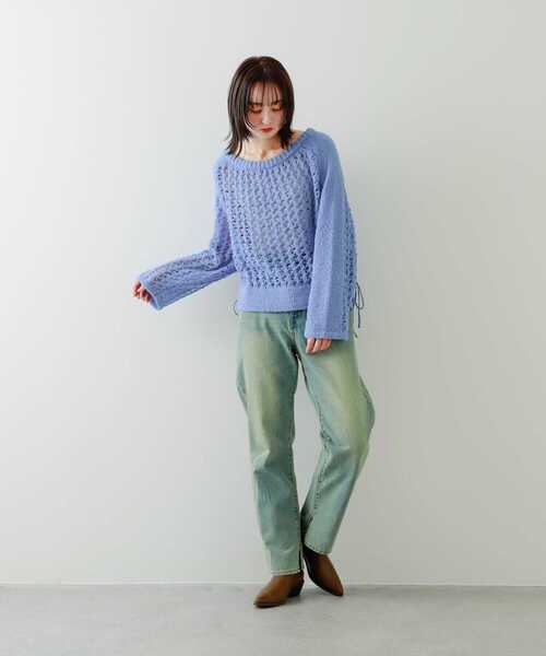 SENSE OF PLACE by URBAN RESEARCH（センスオブプレイスバイアーバンリサーチ）の「チュールヤーンメッシュセーター（ニット/セーター・レディース・ブルー/アイボリー/ブラック・ONE）」の22枚目の写真