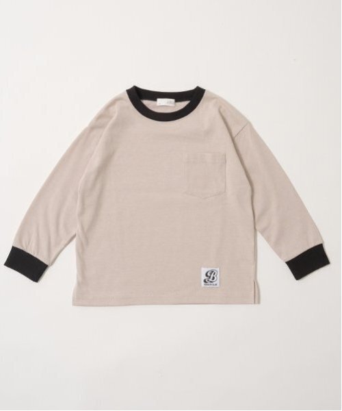 b・ROOM（ビールーム）の「【カイテキ天竺】バイカラーポケットTシャツ（Tシャツ/カットソー・キッズ・トップグレー/ライトベージュ/ダークグリーン/オフホワイト/パープル/ターコイズブルー・150cm/140cm/130cm/120cm/100cm/110cm）」の8枚目の写真