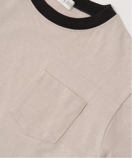 b・ROOM（ビールーム）の「【カイテキ天竺】バイカラーポケットTシャツ（Tシャツ/カットソー・キッズ・トップグレー/ライトベージュ/ダークグリーン/オフホワイト/パープル/ターコイズブルー・150cm/140cm/130cm/120cm/100cm/110cm）」の10枚目の写真