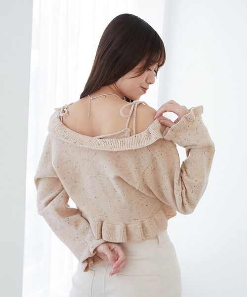 MAJESTIC LEGON（マジェスティックレゴン）の「ネップキャミセットフリルカーディガン（カーディガン/ボレロ・レディース・グレー/ピンクベージュ/アイボリー・MEDIUM）」の9枚目の写真