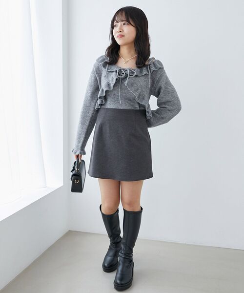 MAJESTIC LEGON（マジェスティックレゴン）の「ネップキャミセットフリルカーディガン（カーディガン/ボレロ・レディース・グレー/ピンクベージュ/アイボリー・MEDIUM）」の10枚目の写真