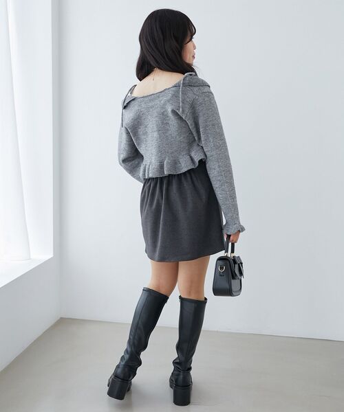 MAJESTIC LEGON（マジェスティックレゴン）の「ネップキャミセットフリルカーディガン（カーディガン/ボレロ・レディース・グレー/ピンクベージュ/アイボリー・MEDIUM）」の12枚目の写真