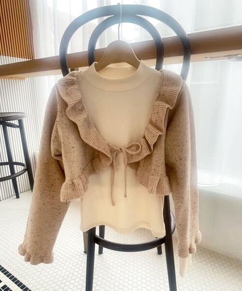 MAJESTIC LEGON（マジェスティックレゴン）の「ネップキャミセットフリルカーディガン（カーディガン/ボレロ・レディース・グレー/ピンクベージュ/アイボリー・MEDIUM）」の18枚目の写真