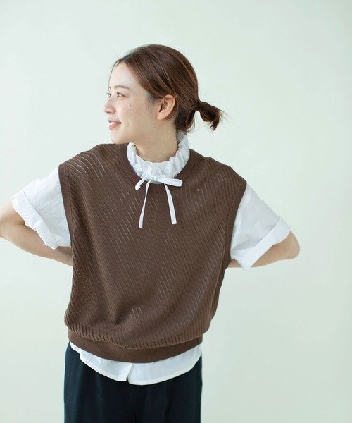 PAR ICI（パーリッシィ）の「グランジウォッシュ ギャザーフリルブラウス（シャツ/ブラウス・レディース・ホワイト/チャコールグレー/アイボリー/ブルー系その他・FREE）」の12枚目の写真