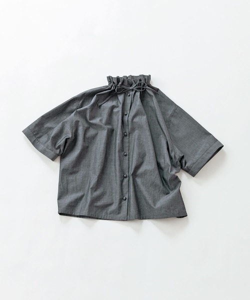 PAR ICI（パーリッシィ）の「グランジウォッシュ ギャザーフリルブラウス（シャツ/ブラウス・レディース・ホワイト/チャコールグレー/アイボリー/ブルー系その他・FREE）」の15枚目の写真