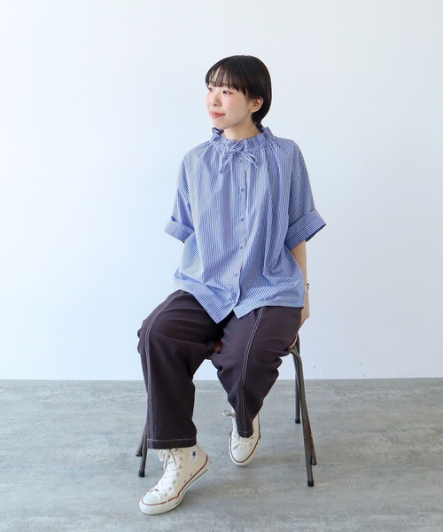 新品未使用 タグ付き PAR ICI グランジウォッシュフリルブラウス FREE 新品未使用 タグ付き PAR ICI グランジウォッシュフリルブラウス