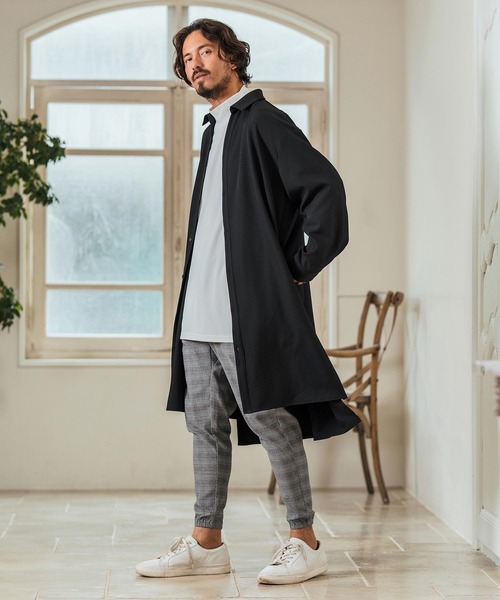 Magine(マージン)の「mlt5065- Honeycomb Mesh 3-4 Sleeve Turtleneck Big Pullover カットソー(Tシャツ/カットソー・メンズ・チャコール/ホワイト/ブラック・44/46/48)」の14枚目の写真