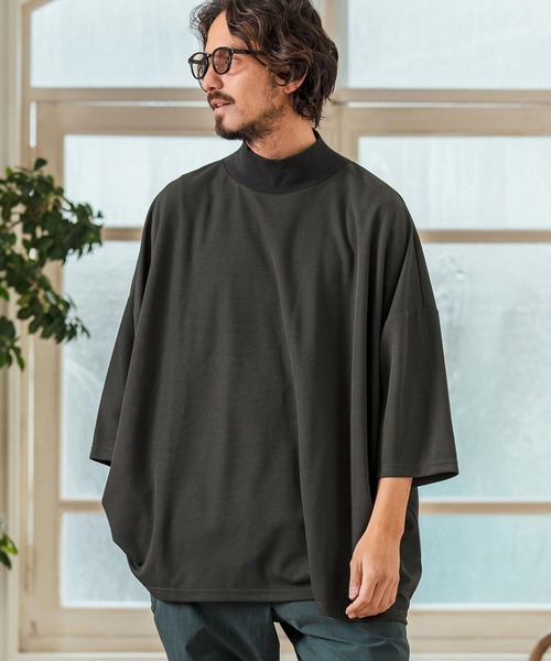 Magine(マージン)の「mlt5065- Honeycomb Mesh 3-4 Sleeve Turtleneck Big Pullover カットソー(Tシャツ/カットソー・メンズ・チャコール/ホワイト/ブラック・44/46/48)」の16枚目の写真