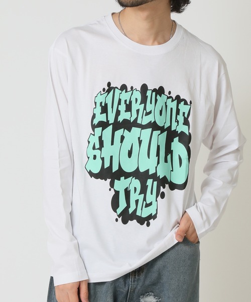 ARCADE(アーケード)の「ストリート プリントTシャツ クルーネック長袖Tシャツ abtech(Tシャツ/カットソー・メンズ・ホワイト系1/ホワイト系2/ホワイト系3/ブラック系1/ブラック系2/ブラック系3/ブルー系1/ブルー系2/ピンク系3・LL/M/L)」の3枚目の写真