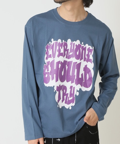 ARCADE(アーケード)の「ストリート プリントTシャツ クルーネック長袖Tシャツ abtech(Tシャツ/カットソー・メンズ・ホワイト系1/ホワイト系2/ホワイト系3/ブラック系1/ブラック系2/ブラック系3/ブルー系1/ブルー系2/ピンク系3・LL/M/L)」の1枚目の写真