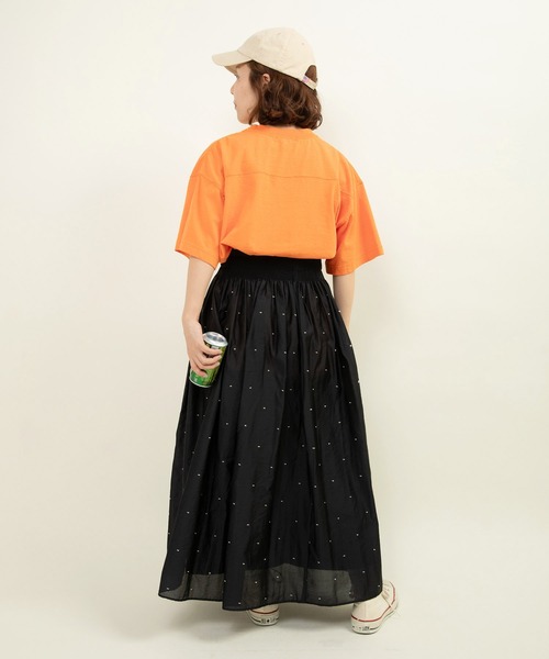 CHILD WOMAN(チャイルドウーマン)の「☆アメリカンドライ天竺 フットボールTシャツ(Tシャツ/カットソー・レディース・オレンジ/ブルー/グレー・FREE)」の14枚目の写真